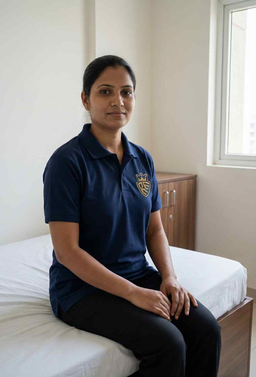 Maid resting in room