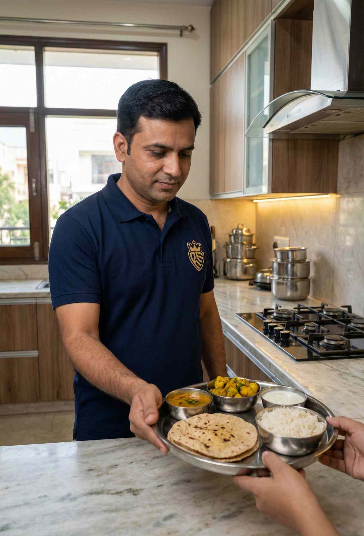 Indian thali cook job in Faridabad serving home style food for a family through Rumila Enterprises