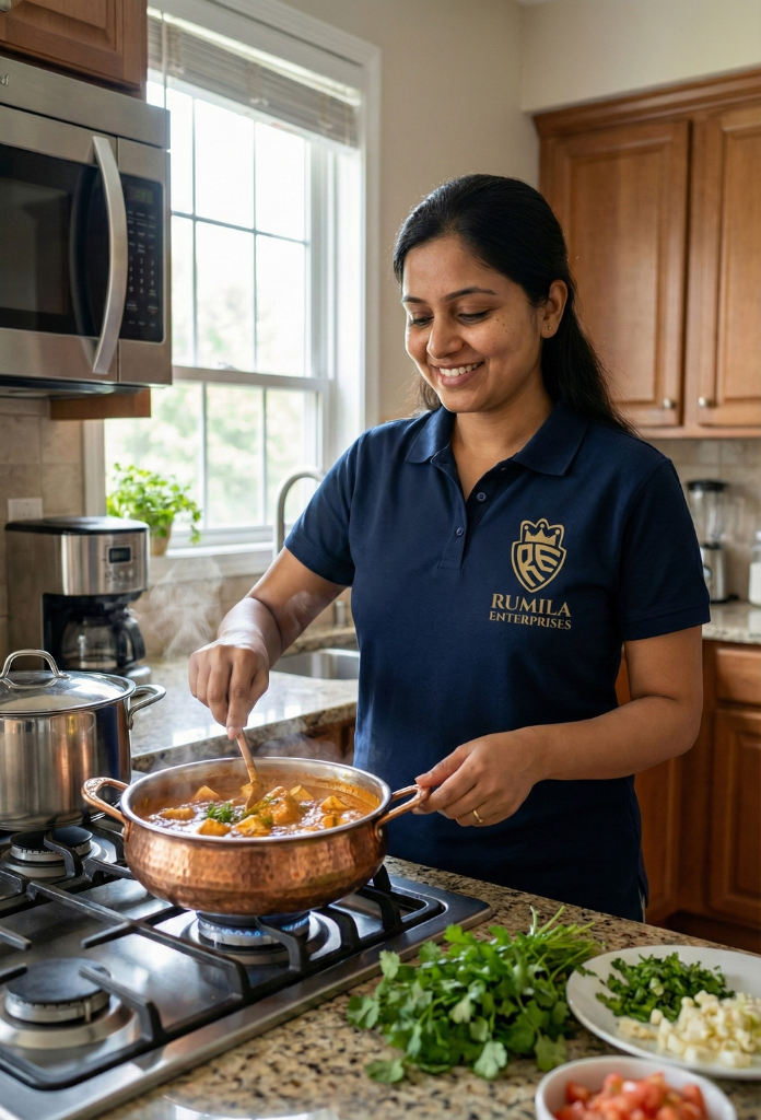 Live-in cook in North Delhi preparing fresh home-style meals