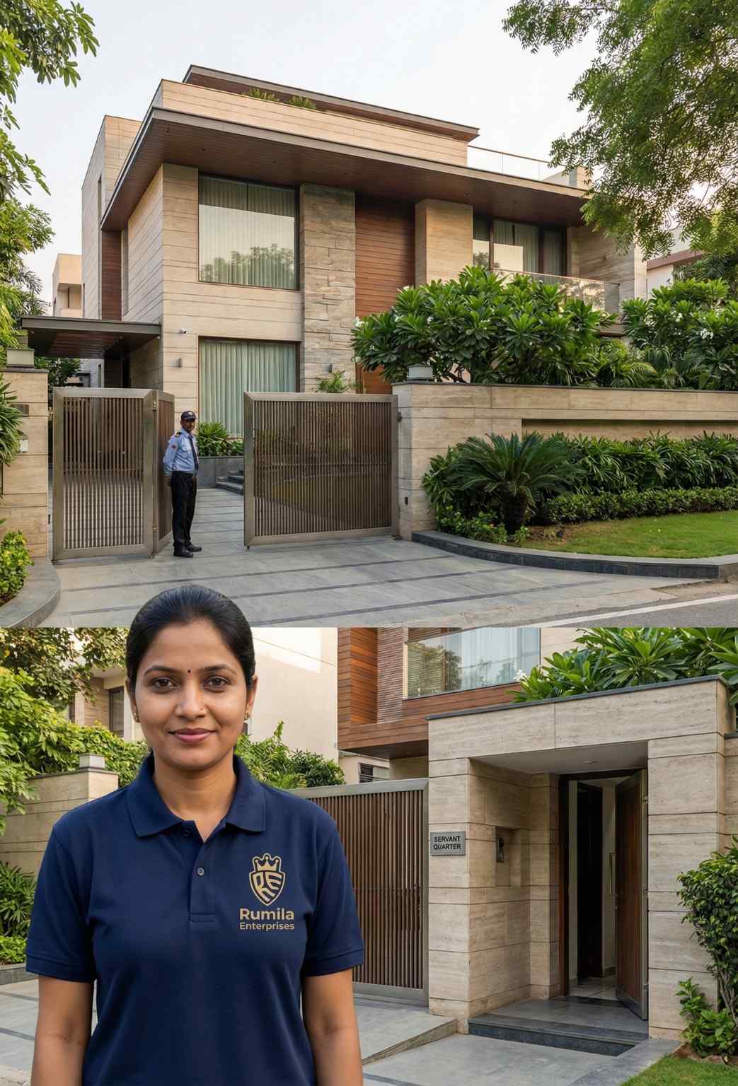 Luxury Delhi kothi with separate servant room for 24 hour live-in house maid job