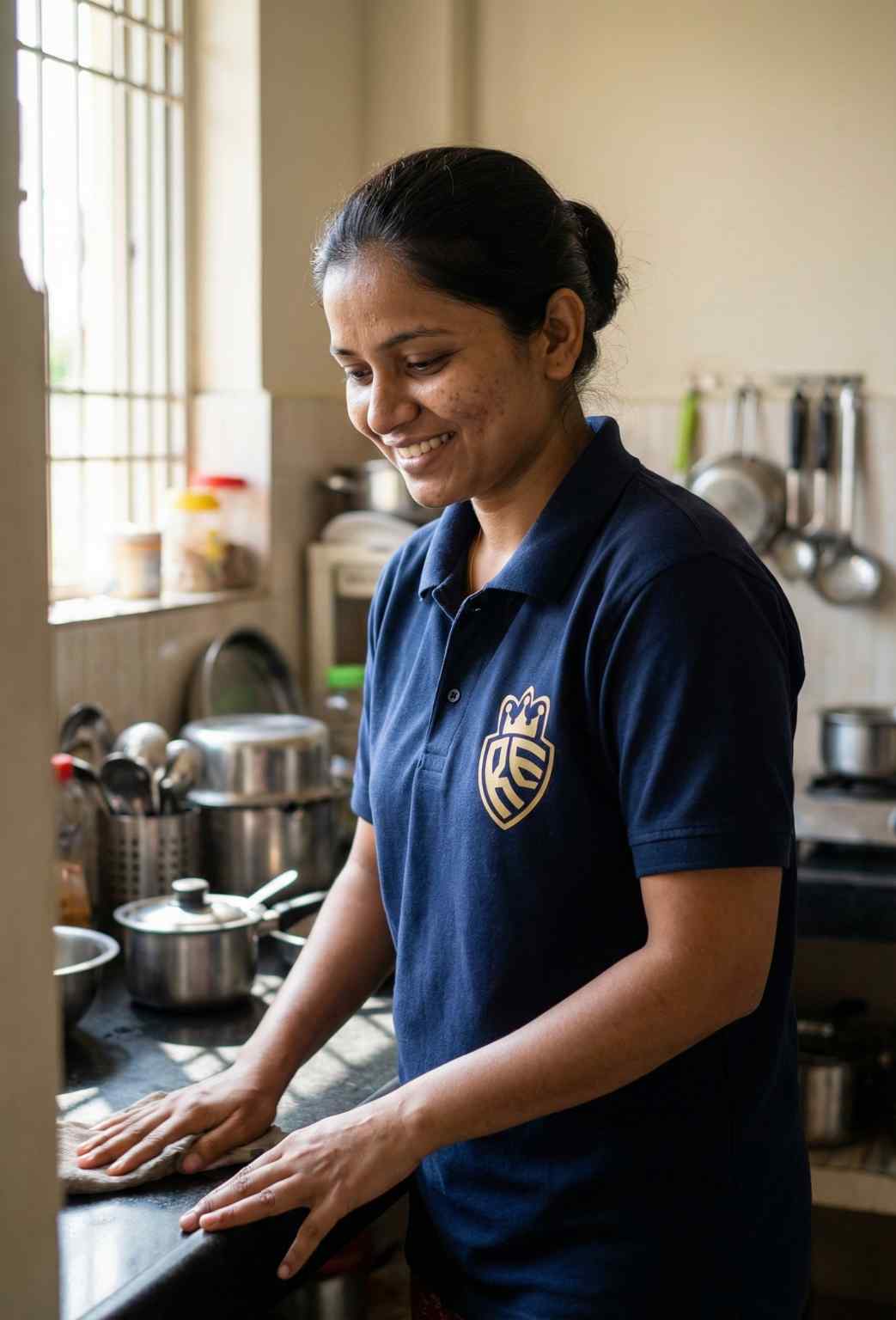Maid resting in room