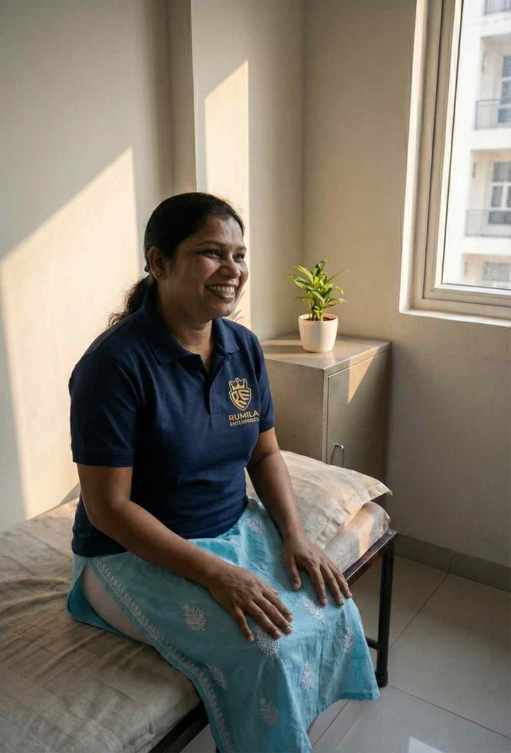 Maid resting in room